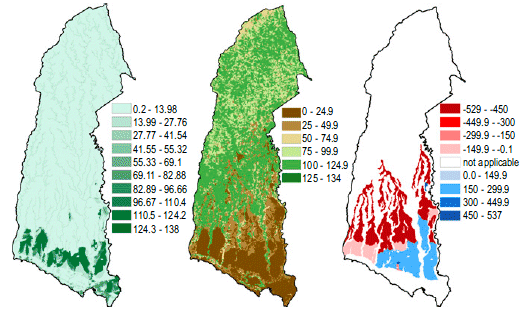Maps of study region showing provision for the base landscape 